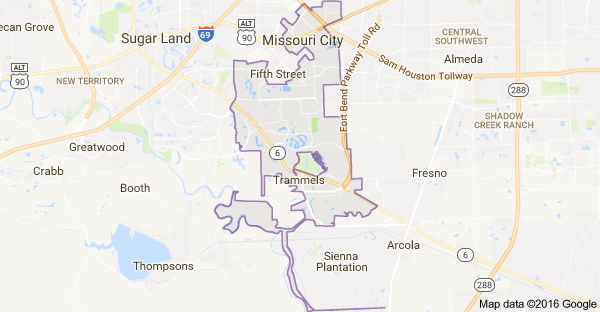 Map of Missouri City TX